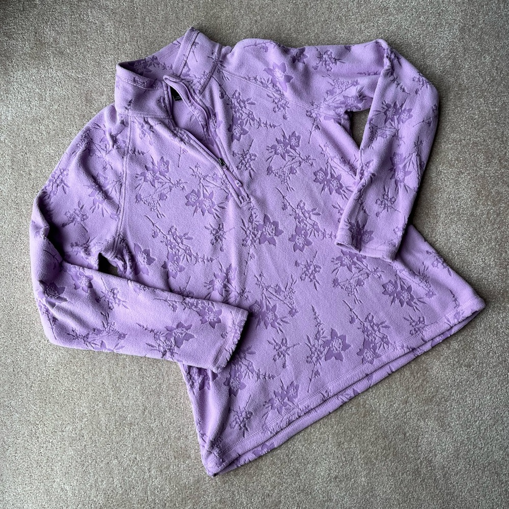 Eddie Bauer Womens Lavender Floral Fleece Pullover Size Medium NWOT